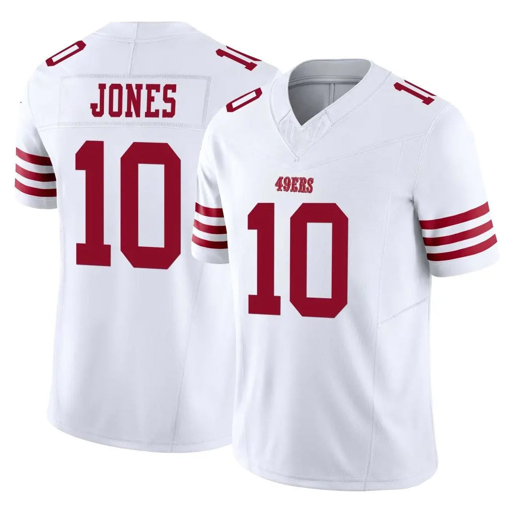 Elroe SF.49ers #10 Mac Jones Player White Limited Vapor F.U.S.E. Home Game Stitched Jerseys