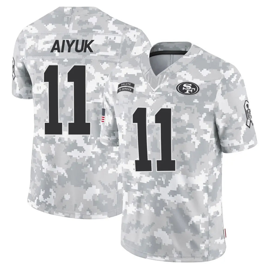 Elroe SF.49ers #11 Brandon Aiyuk Player Arctic Camo Salute to Service Limited Stitched Jerseys
