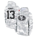Elroe SF.49ers #13 Brock Purdy Player Arctic Camo Limited Salute to Service Pullover Hoodies Game Stitched Jerseys