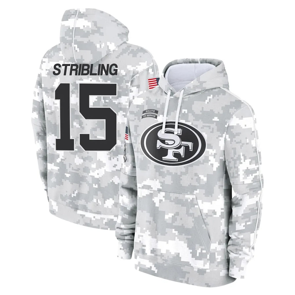 Elroe SF.49ers #15 De'Zhaun Stribling Player Arctic Camo Limited Salute to Service Pullover Hoodies Game Stitched Jerseys
