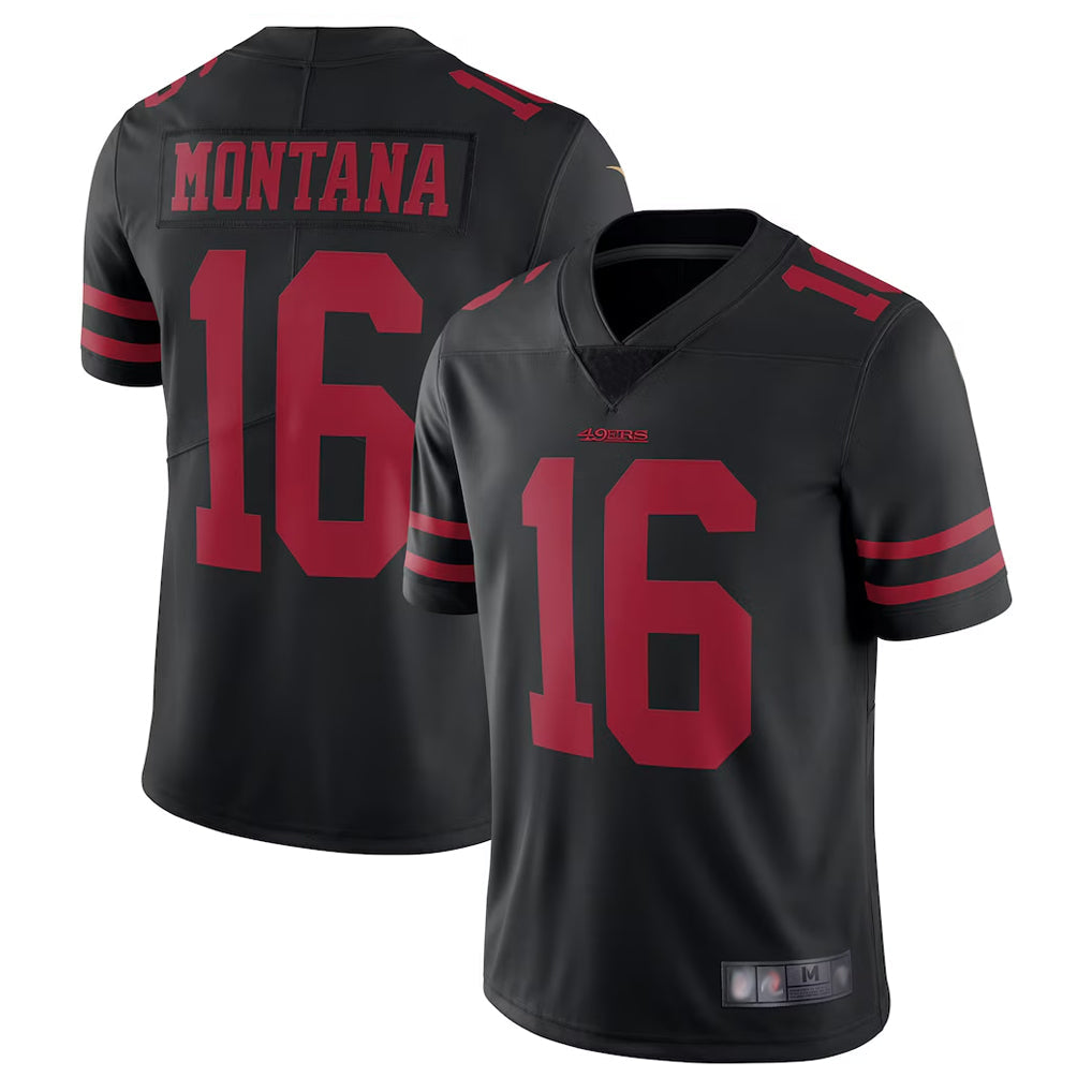 Elroe SF.49ers #16 Joe Montana Player Black Vapor Untouchable Limited Throwback Stitched Jerseys