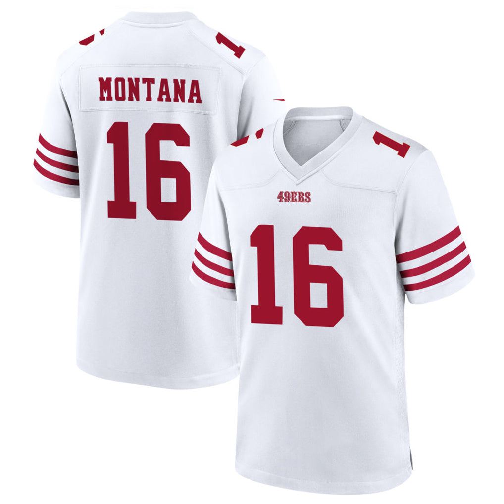 Elroe SF.49ers #16 Joe Montana Player White Home Game Stitched Jerseys