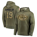 Elroe SF.49ers #19 Deebo Samuel Sr. Player Olive Salute to Service Pullover Hoodie Home Game Stitched Jerseys