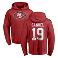 Elroe SF.49ers #19 Deebo Samuel Sr. Player Red LOGO Pullover Hoodies Home Game Stitched Jerseys