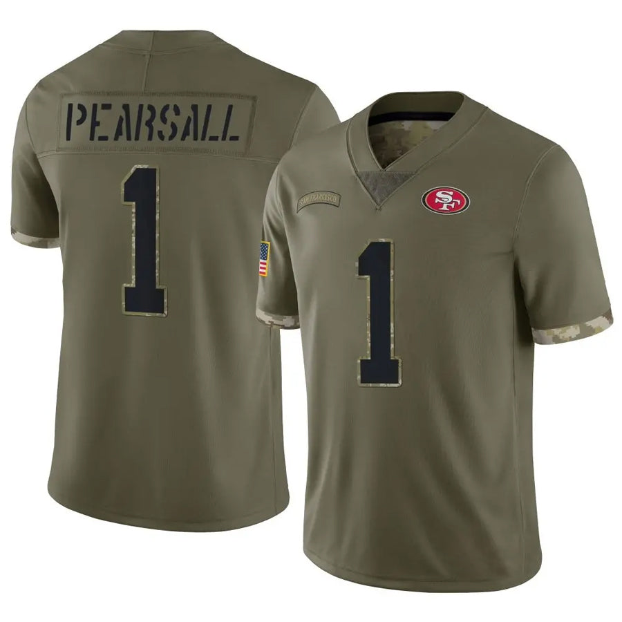 Elroe SF.49ers #1 Ricky Pearsall Player Salute To Service Olive Stitched Jerseys
