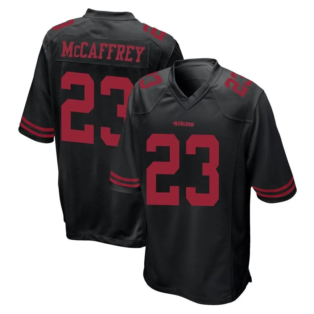 Elroe SF.49ers #23 Christian McCaffrey Player Black Alternate Home Game Stitched Jerseys