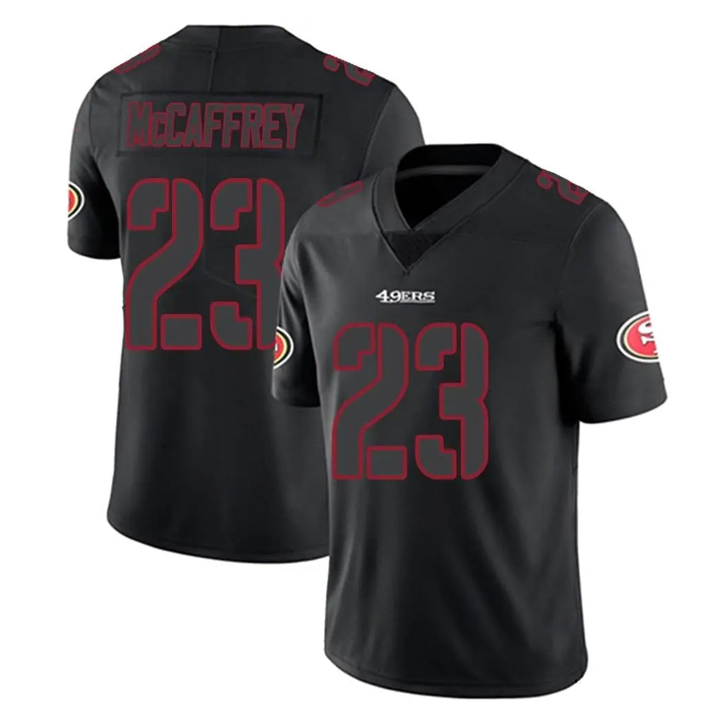 Elroe SF.49ers #23 Christian McCaffrey Player Black Impact Limited Home Game Stitched Jerseys