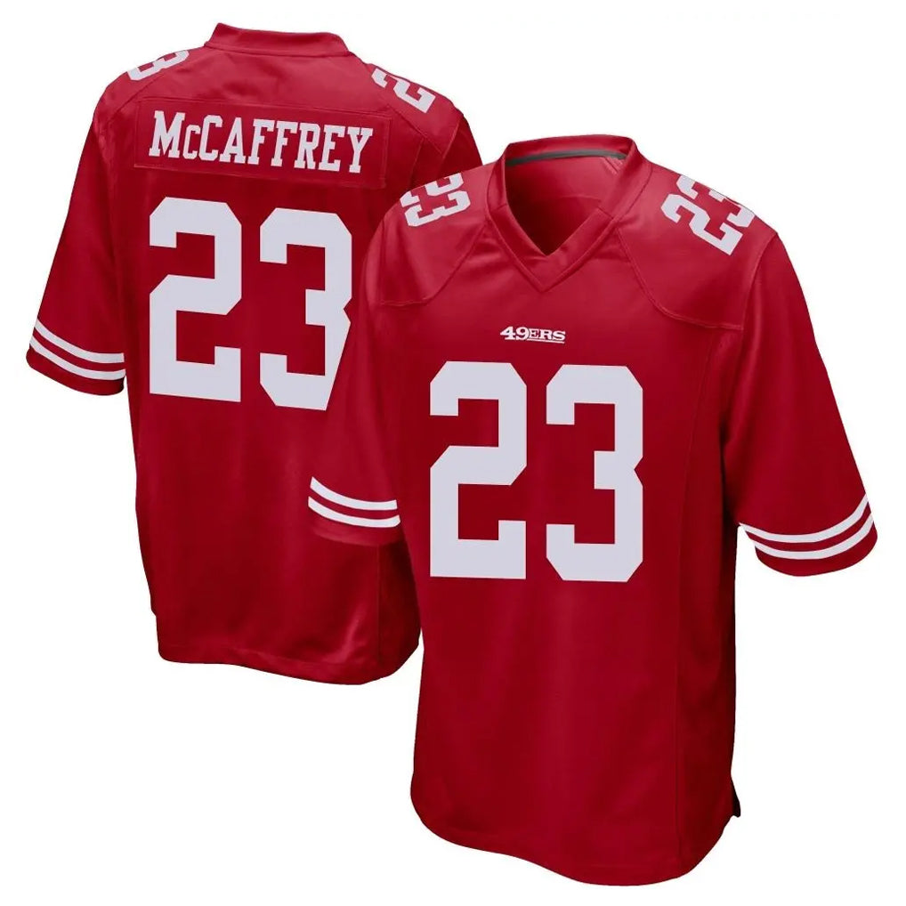 Elroe SF.49ers #23 Christian McCaffrey Player Red Home Game Stitched Jerseys