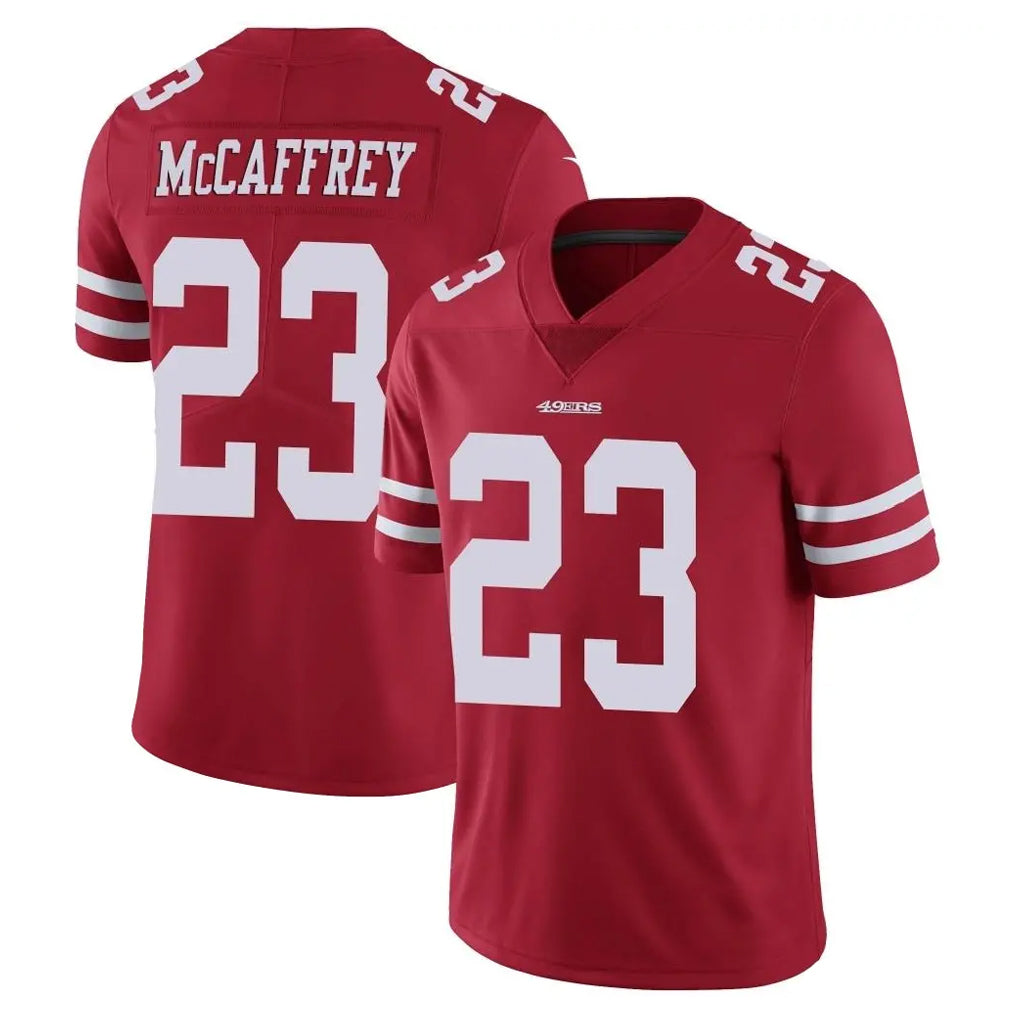 Elroe SF.49ers #23 Christian McCaffrey Player Red Limited Vapor Untouchable Home Game Stitched Jerseys