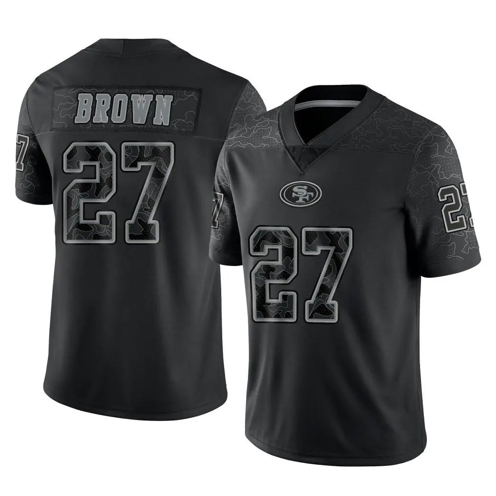 Elroe SF.49ers #27 Ji'Ayir Brown Player Black Limited Reflective Home Game Stitched Jerseys