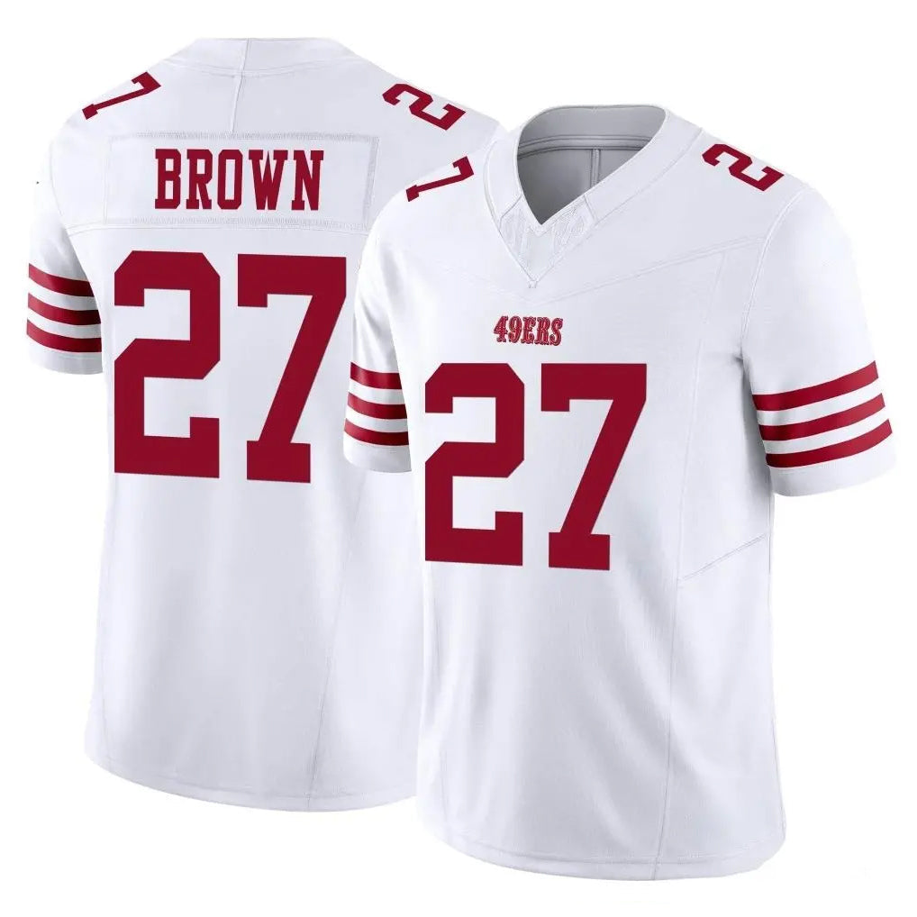 Elroe SF.49ers #27 Ji'Ayir Brown Player White Limited Vapor F.U.S.E. Home Game Stitched Jerseys