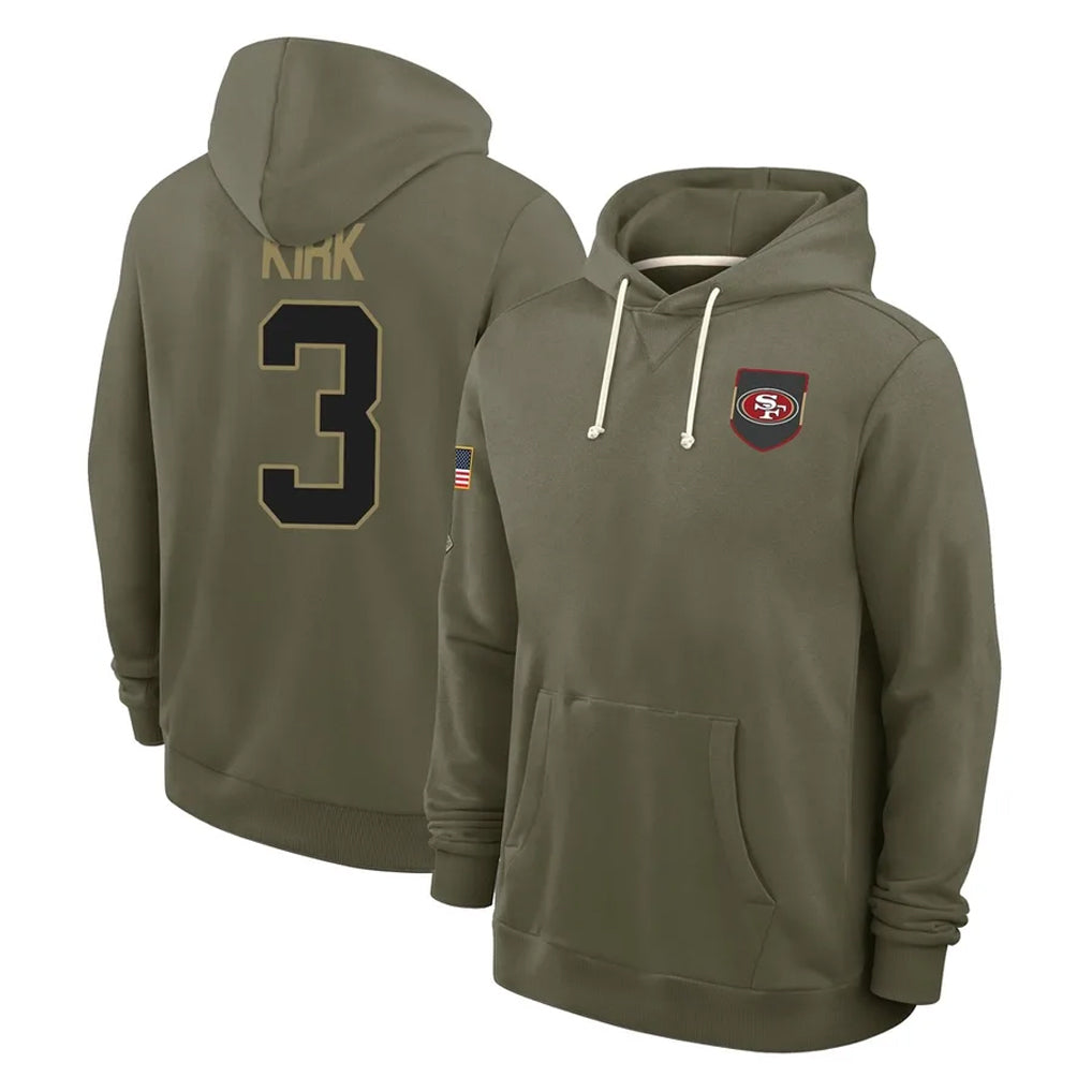 Elroe SF.49ers #3 Christian Kirk Player Olive Salute to Service Pullover Hoodies Limited Stitched Jerseys