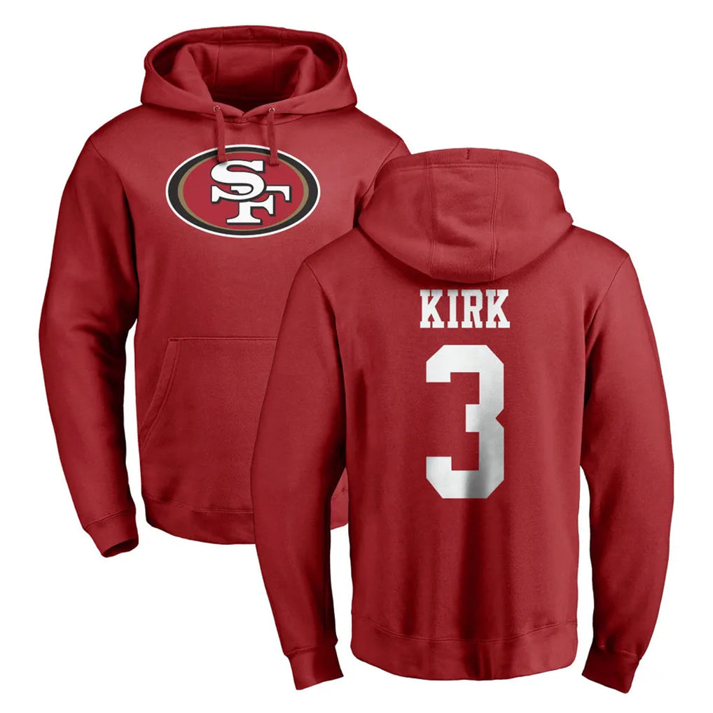 Elroe SF.49ers #3 Christian Kirk Player Red LOGO Pullover Hoodies Home Game Stitched Jerseys