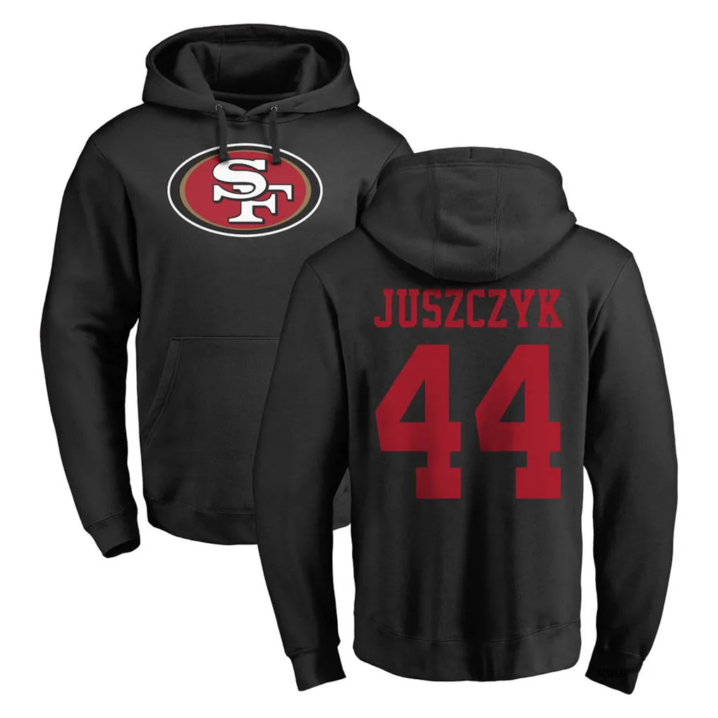 Elroe SF.49ers #44 Kyle Juszczyk Player Black LOGO Pullover Hoodies Home Game Stitched Jerseys