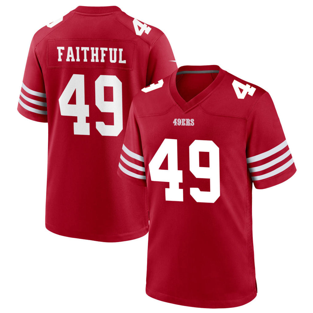 Elroe SF.49ers #49 The Faithful Player Scarlet Home Game Football Jerseys