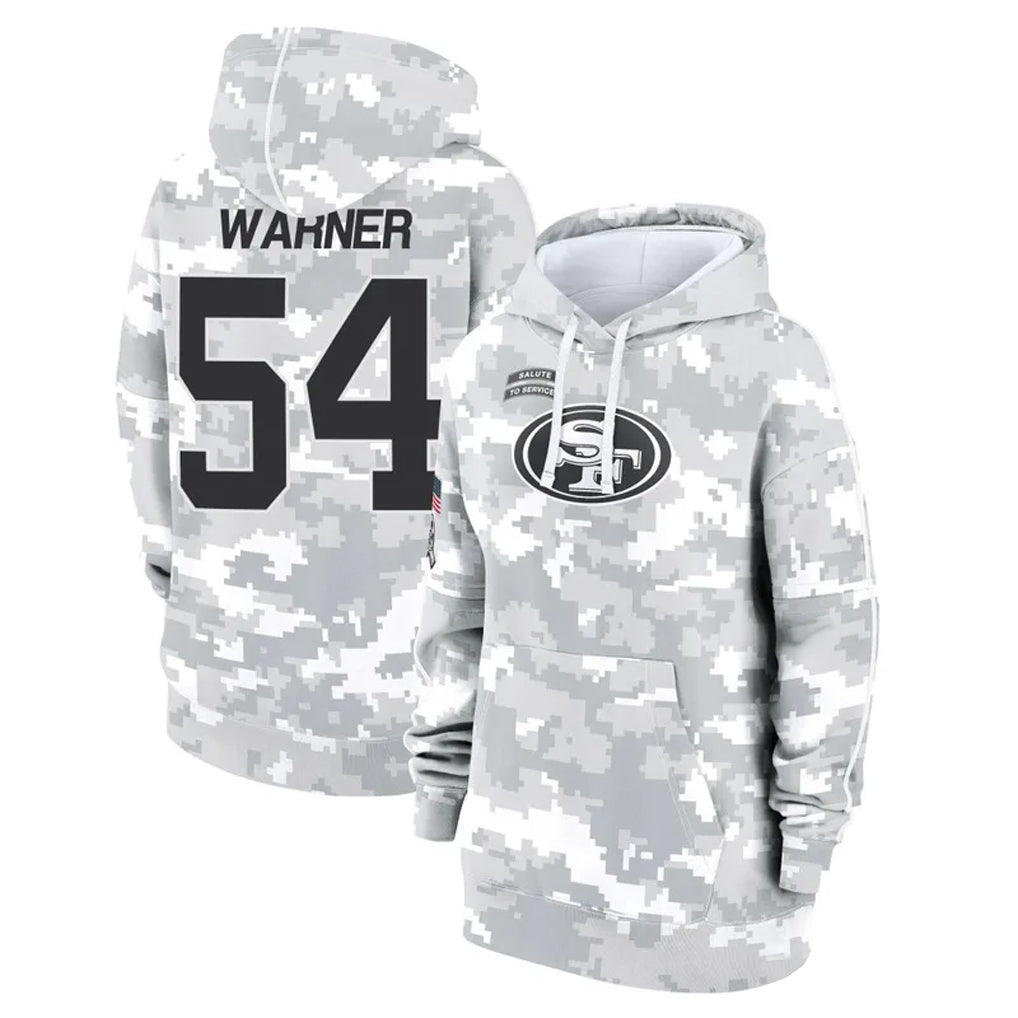 Elroe SF.49ers #54 Fred Warner Player Arctic Camo Salute to Service Hoodies Stitched Jerseys