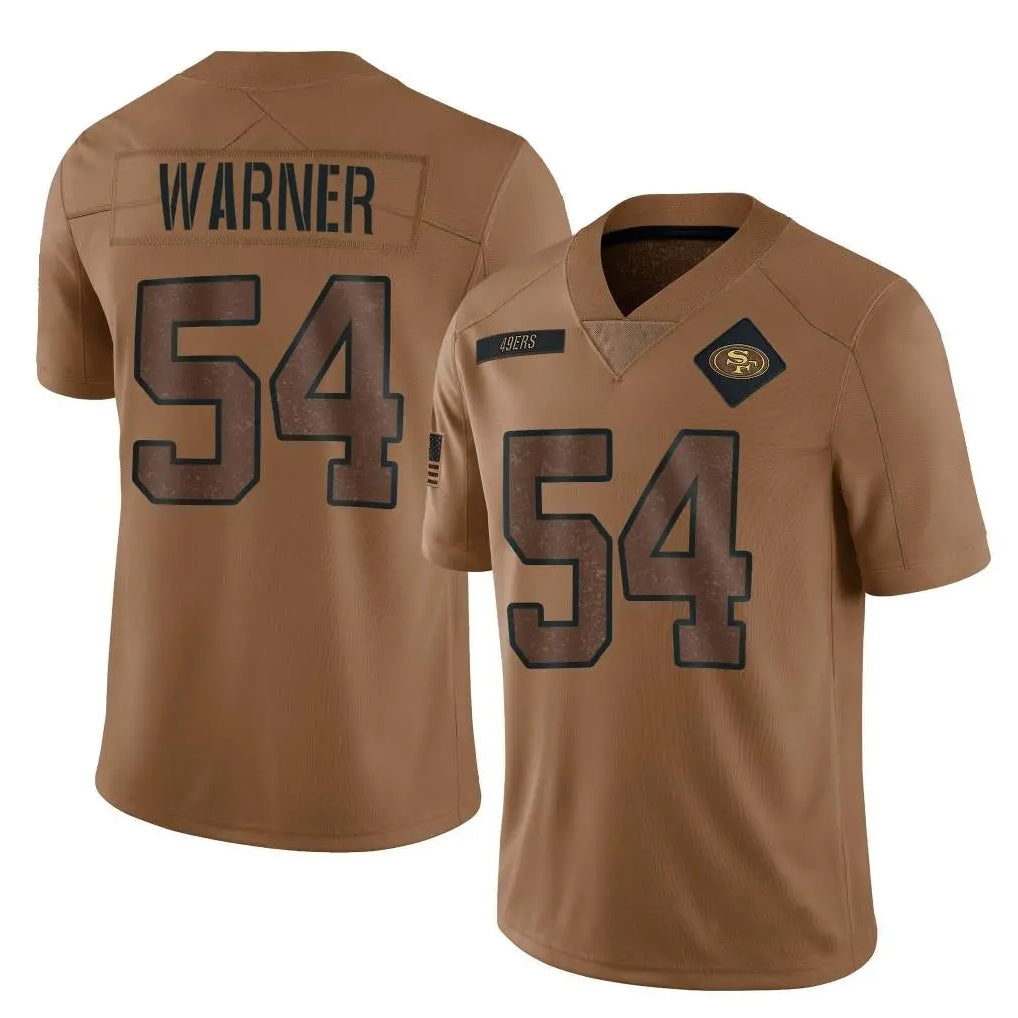 Elroe SF.49ers #54 Fred Warner Player Brown Salute To Service Limited Stitched Jerseys