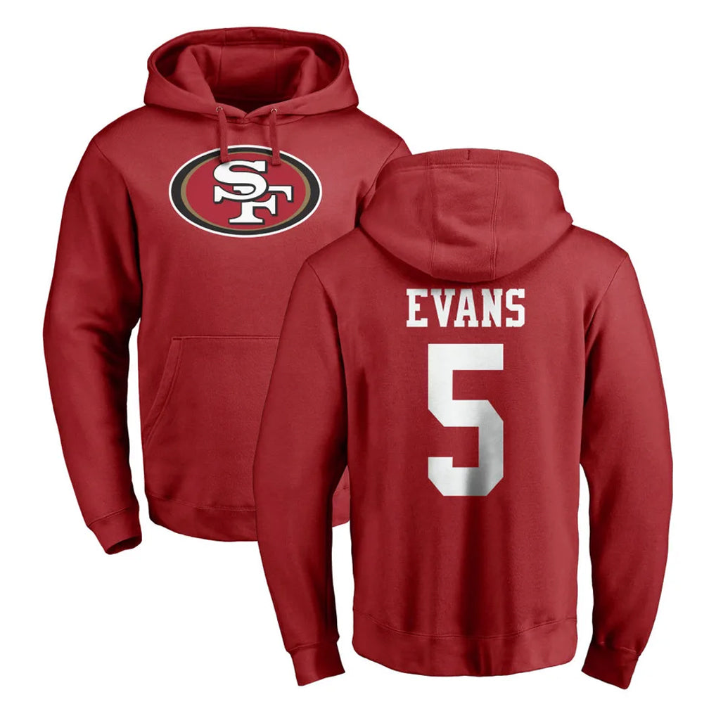 Elroe SF.49ers #5 Mike Evans Player Red LOGO Pullover Hoodies Home Game Stitched Jerseys