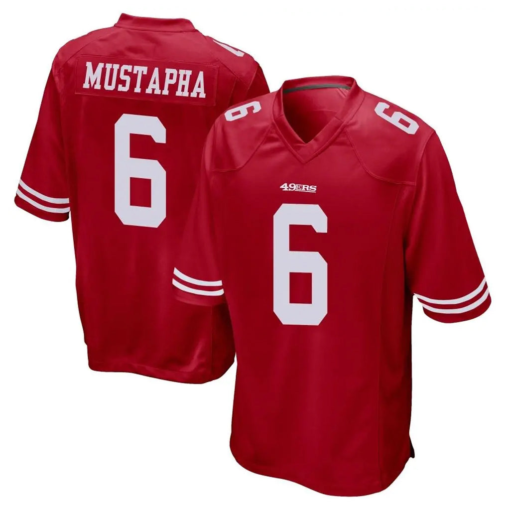 Elroe SF.49ers #6 Malik Mustapha Player Red Home Game Stitched Jerseys