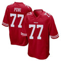 Elroe SF.49ers #77 Dominick Puni Player Red Home Game Stitched Jerseys