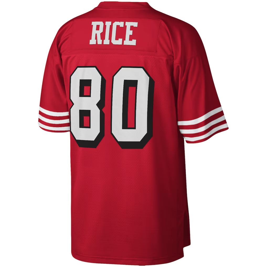 Elroe SF.49ers #80 Jerry Rice Mitchell & Ness Scarlet Legacy Replica Jersey Stitched Puhic