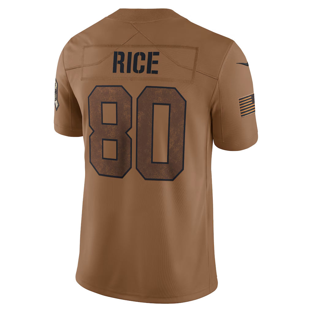Elroe SF.49ers #80 Jerry Rice Player Brown Salute To Service Limited Stitched Jerseys