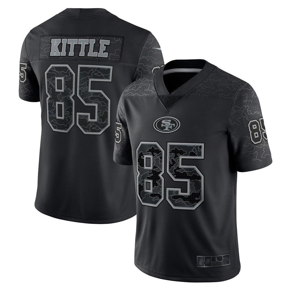 Elroe SF.49ers #85 George Kittle Player Black RFLCTV Limited Stitched Jerseys