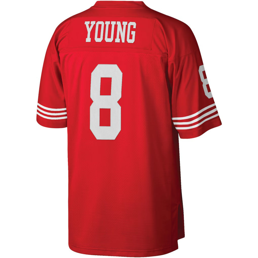 Elroe SF.49ers #8 Steve Young Mitchell & Ness Scarlet Legacy Replica Stitched Jerseys