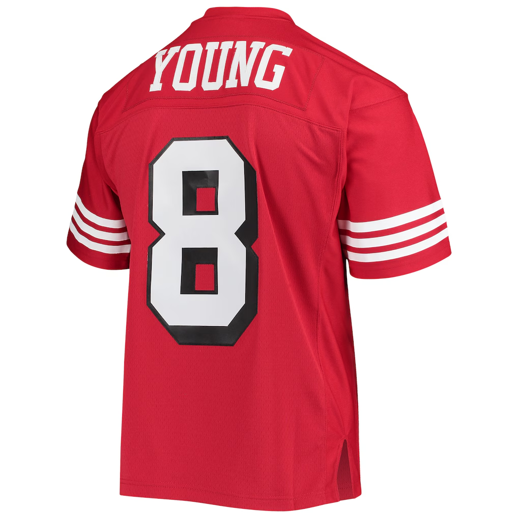 Elroe SF.49ers #8 Steve Young Mitchell & Ness Scarlet Legacy Replica Stitched Puhic Jersey