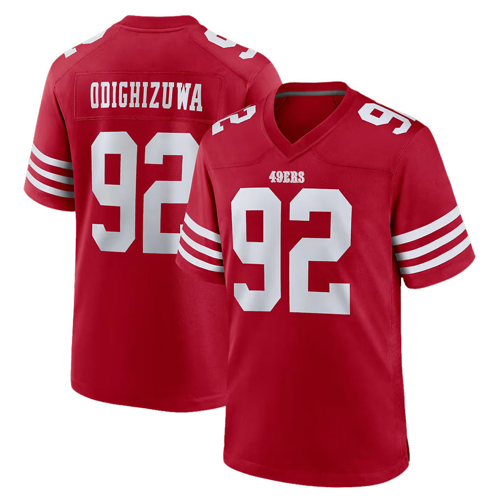 Elroe SF.49ers #92 Osa Odighizuwa Player Red Game Home Stitched Jerseys