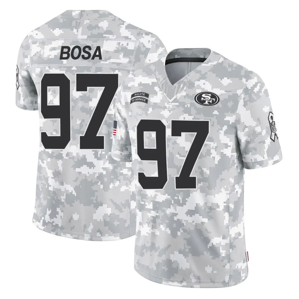 Elroe SF.49ers #97 Nick Bosa Player Arctic Camo Limited Salute To Service Home Game Stitched Jerseys