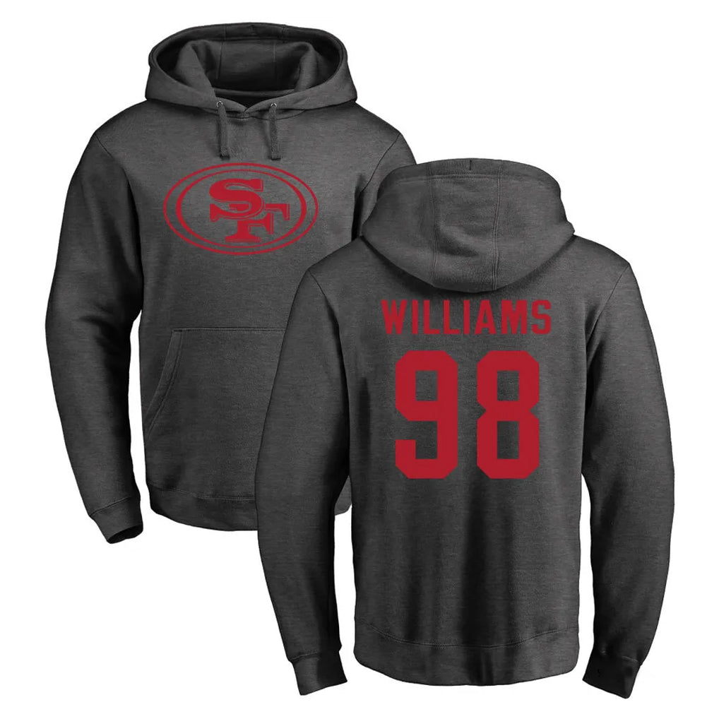 Elroe SF.49ers #98 Mykel Williams Player Anthracite Pullover Hoodies Home Game Stitched Jerseys