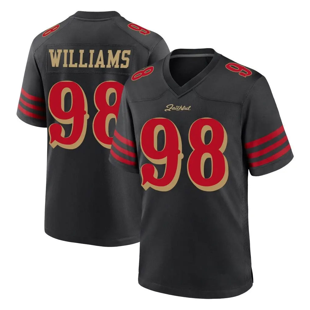 Elroe SF.49ers #98 Mykel Williams Player Black Rivalries Collection Home Game Stitched Jerseys