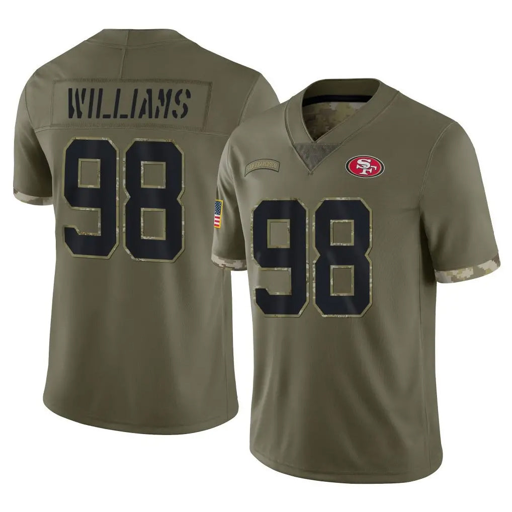 Elroe SF.49ers #98 Mykel Williams Player Olive Limited Salute To Service Home Game Stitched Jerseys