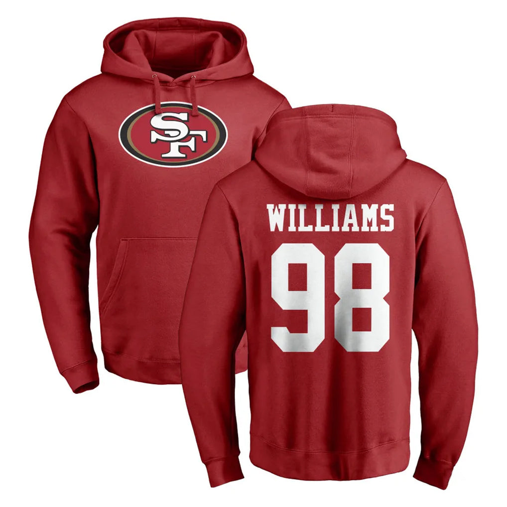 Elroe SF.49ers #98 Mykel Williams Player Red LOGO Pullover Hoodies Home Game Stitched Jerseys