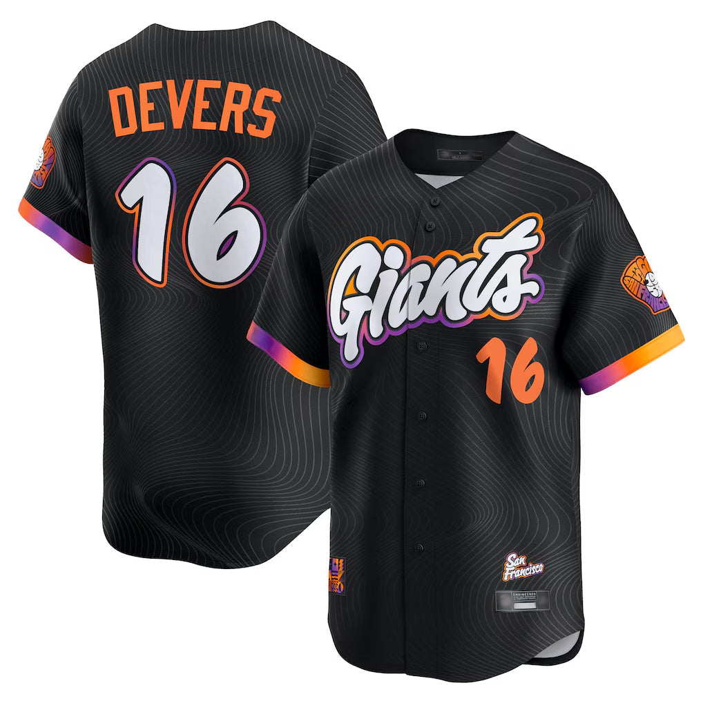 Elroe SF.Giants #16 Rafael Devers Player Black 2025 City Connect Home Limited Stitched Jerseys