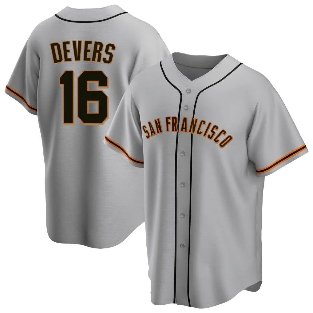 Elroe SF.Giants #16 Rafael Devers Player Gray Home Game Stitched Jerseys