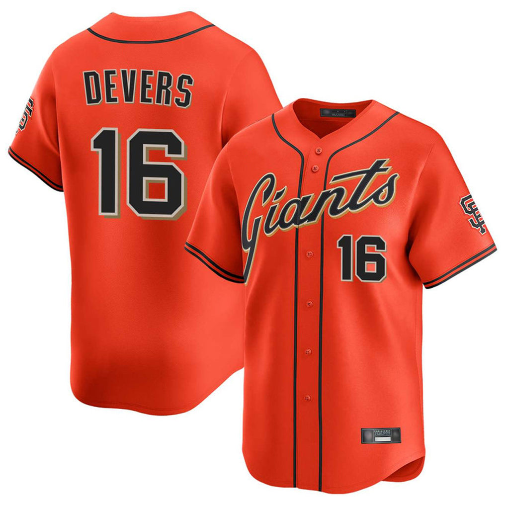 Elroe SF.Giants #16 Rafael Devers Player Orange Home Limited Stitched Jerseys