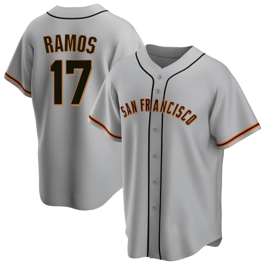 Elroe SF.Giants #17 Heliot Ramos Player Gray Home Game Stitched Jerseys