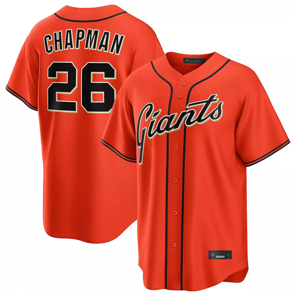 Elroe SF.Giants #26 Matt Chapman Player Orange Home Game Stitched Jerseys