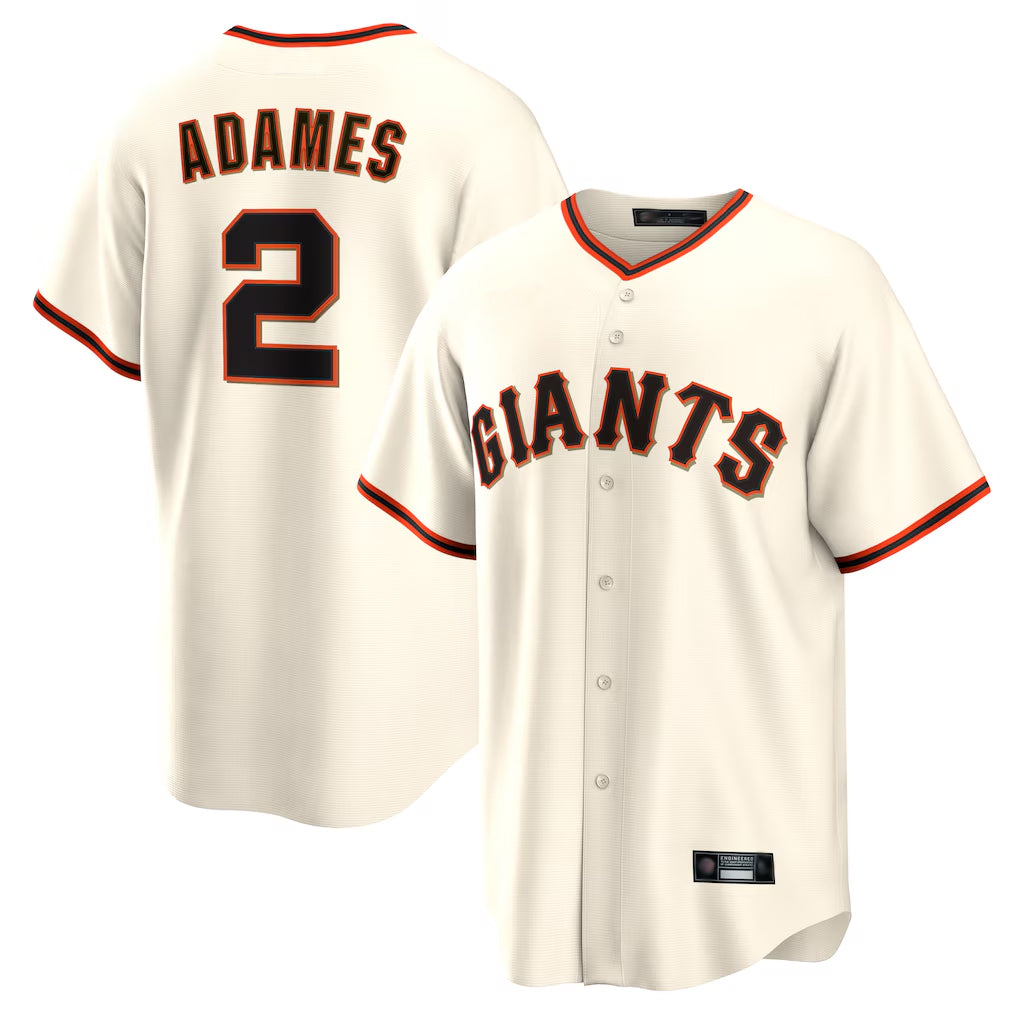 Elroe SF.Giants #2 Willy Adames Player Cream Home Game Stitched Jerseys