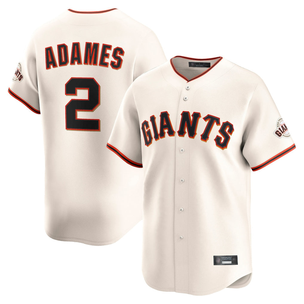 Elroe SF.Giants #2 Willy Adames Player Cream Home Limited Stitched Jerseys