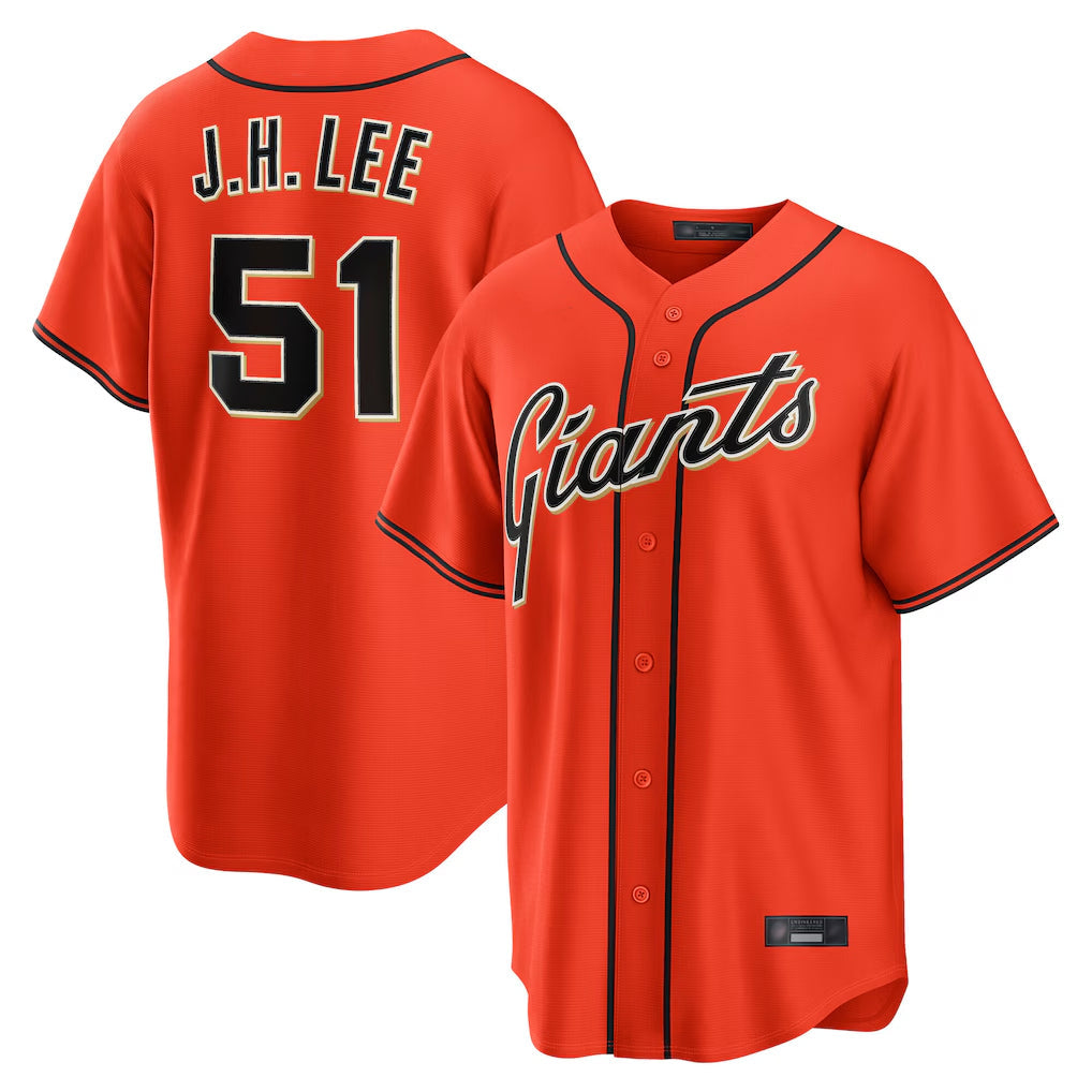 Elroe SF.Giants #51 Jung Hoo Lee Player Orange Home Game Stitched Jerseys