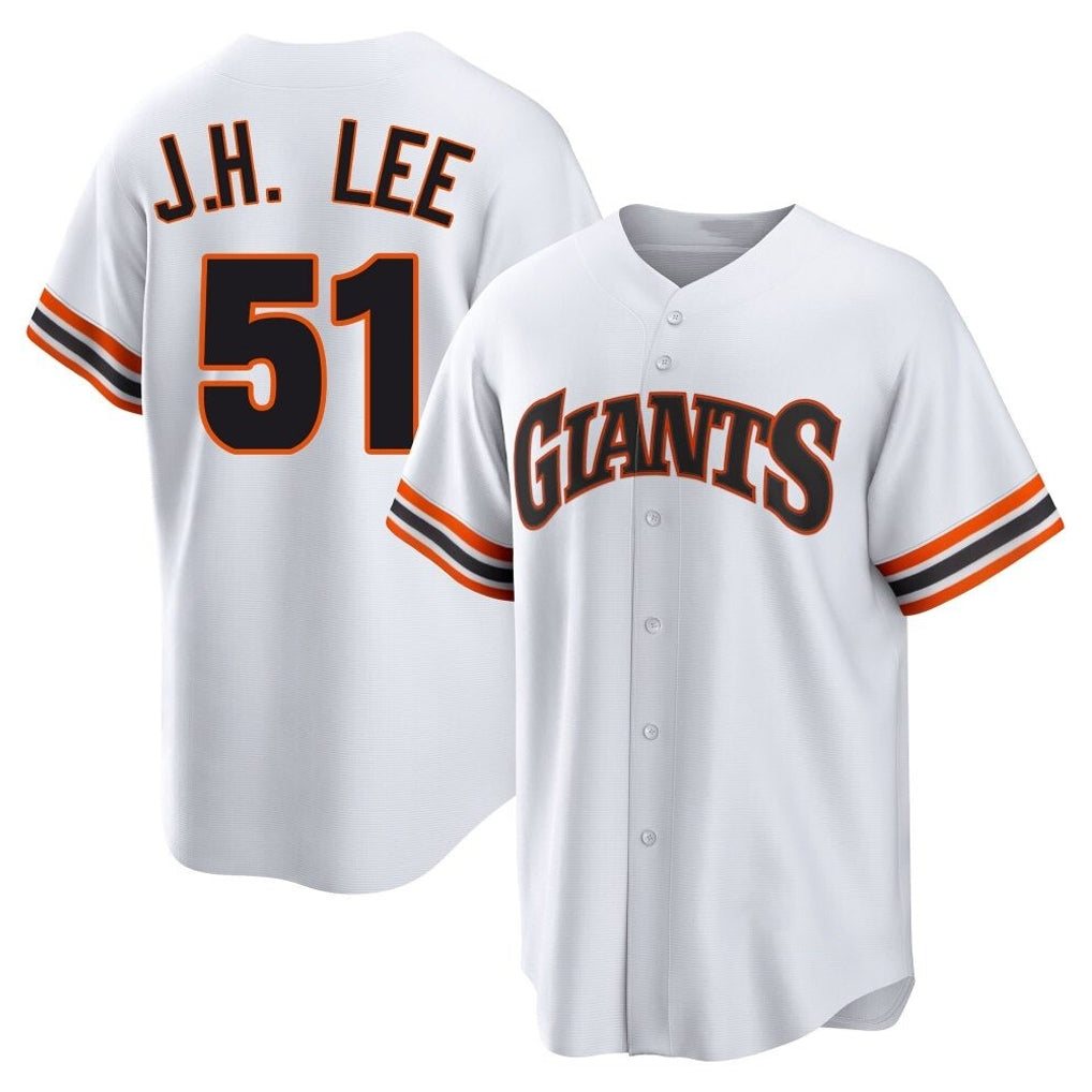 Elroe SF.Giants #51 Jung Hoo Lee Player White Throwback Cooperstown Collection Home Game Stitched Jerseys