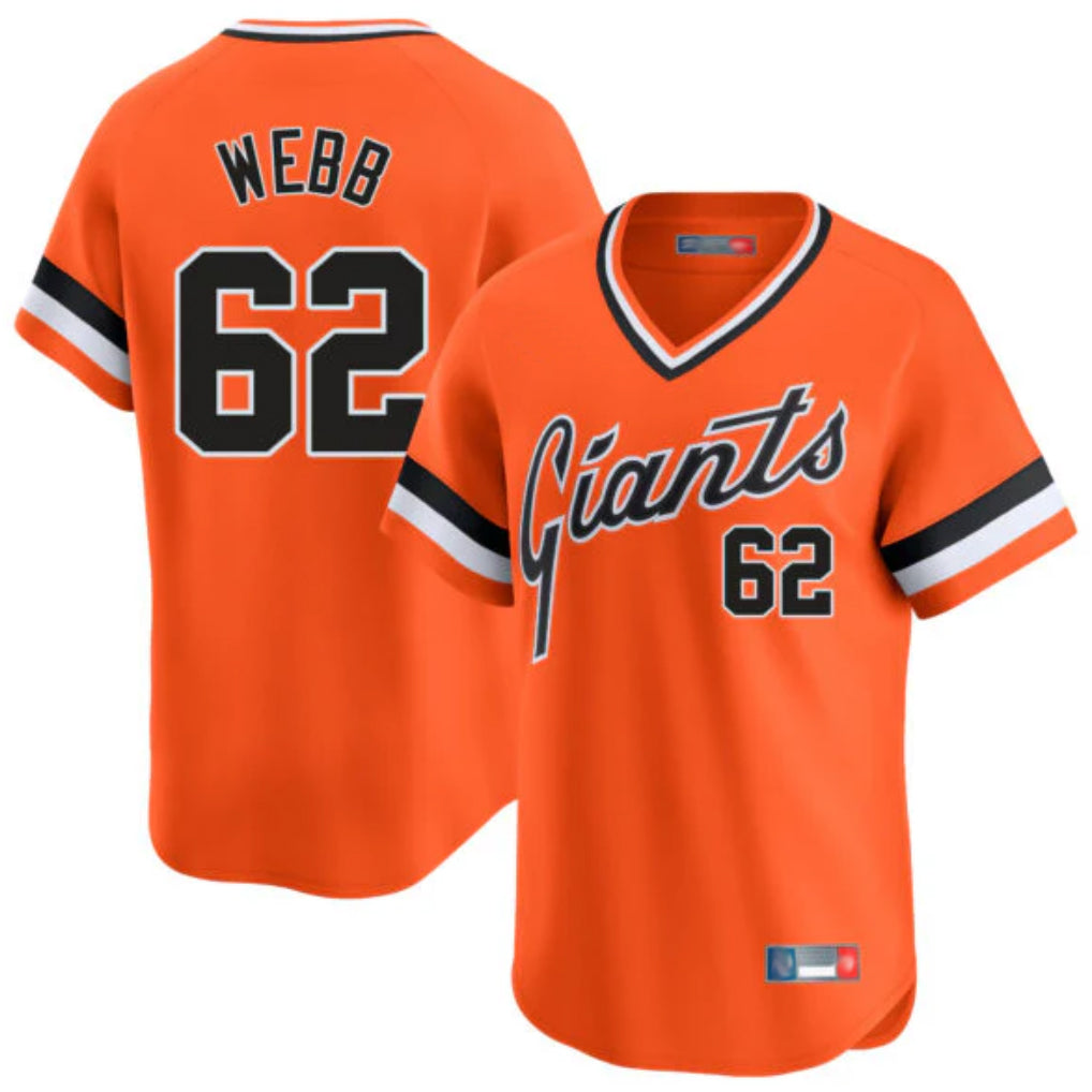 Elroe SF.Giants #62 Logan Webb Player Orange Home Game T-shirt Stitched Jerseys