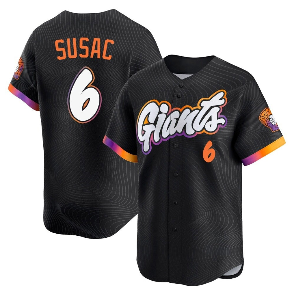 Elroe SF.Giants #6 Daniel Susac Player Black 2025 City Connect Home Limited Stitched Jerseys
