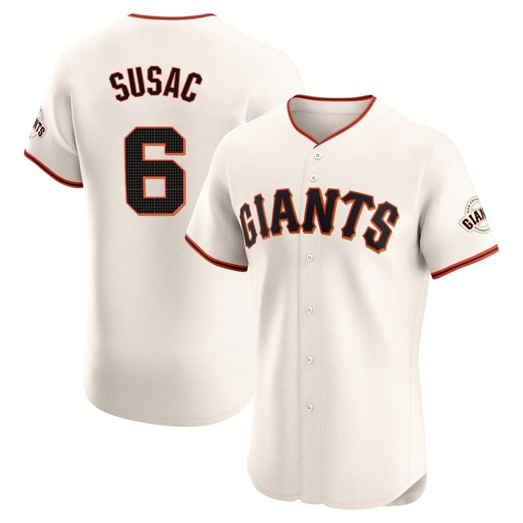 Elroe SF.Giants #6 Daniel Susac Player Cream Home Limited Elite Stitched Jerseys
