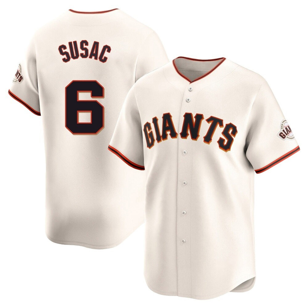 Elroe SF.Giants #6 Daniel Susac Player Cream Home Limited Stitched Jerseys