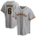 Elroe SF.Giants #6 Daniel Susac Player Gray Home Game Stitched Jerseys