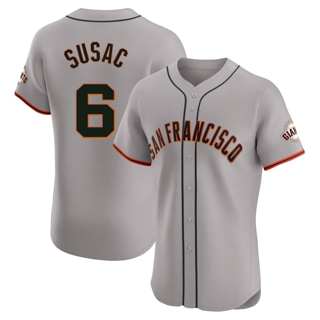 Elroe SF.Giants #6 Daniel Susac Player Gray Home Limited Elite Stitched Jerseys